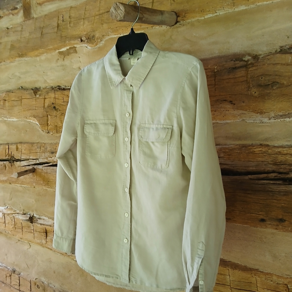 Saint Troez West Buff Linen Cotton Button Down Shirt Size Medium - Picture 3 of 7